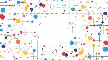 Obraz premium Abstract Business Frame with Colorful Geometric Shapes on White Background for Modern Corporate Design and Presentations