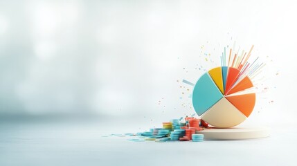 Vibrant Abstract Asset Allocation, a dynamic blend of colorful pie charts and graphs illustrating strategic investment diversity