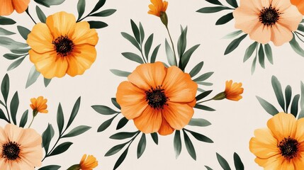 Delicate Watercolor Marigolds in Soft Tones