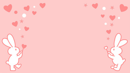 Frame illustration of a cute rabbit showing a heart from a magic wand.