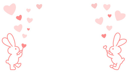 Frame illustration of a cute rabbit showing a heart from a magic wand.