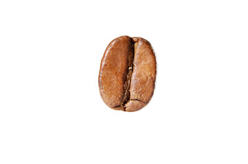 Single coffee bean on white background