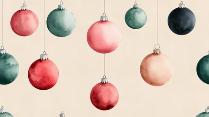 Simple Watercolor Christmas Ornaments Design