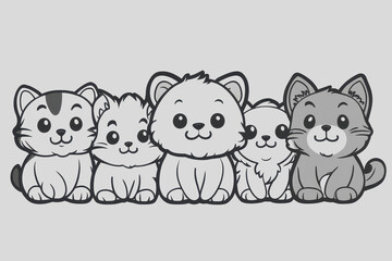 Kawaii Animal Coloring Page for Kids