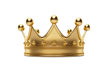 Gold crown isolated on transparent or white background, png
