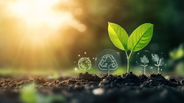 Circular economy symbols representing investment and sustainability, showcasing opportunities for responsible asset management and growth