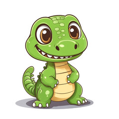 Fototapeta premium Cute Green Dinosaur Cartoon