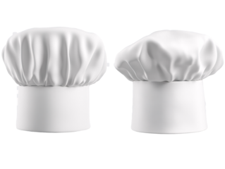 a pair of white chefs hats