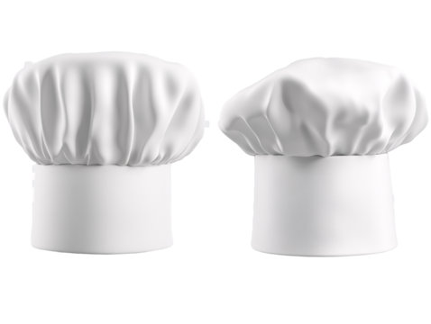 a pair of white chefs hats