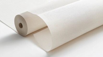 Fototapeta premium leek roller blinds in a neutral tone, extended on a white background, displaying modern design and light-filtering fabric.