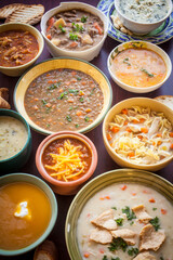 Top down photo of soups 