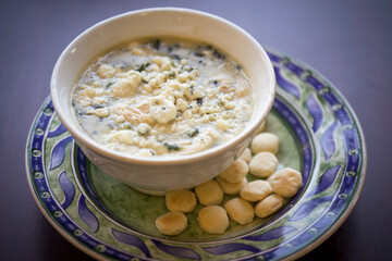 Gorgonzola, blue cheese chicken soup