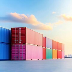 Cargo containers in transit, freight logistics, timely delivery concept
