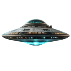 Foto op Canvas A futuristic flying saucer hovering in the air © Maestro