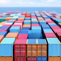 Fototapeta premium Cargo containers on ship deck, global logistics, international shipping