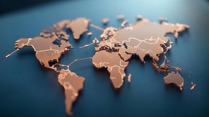 Digital map of global supply routes, real-time tracking, high-tech logistics