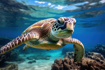 Fototapeta premium Sea underwater outdoors reptile.