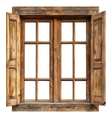 Open shuttered wooden window view