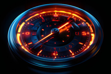 Tachometer Gauge on Black Background
