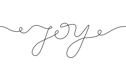 joy lettering, hand drawn letters in line art style, black continuous line isolated on white background,vector illustration, design element for cards,poster,decoration,background