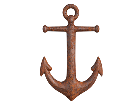 a rusty anchor on a white background