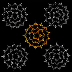 beautiful mandala set isolated on black background