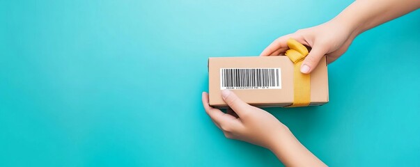 Hands scanning product barcode, inventory check, real-time updates