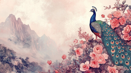 A beautiful peacock in a beautiful background