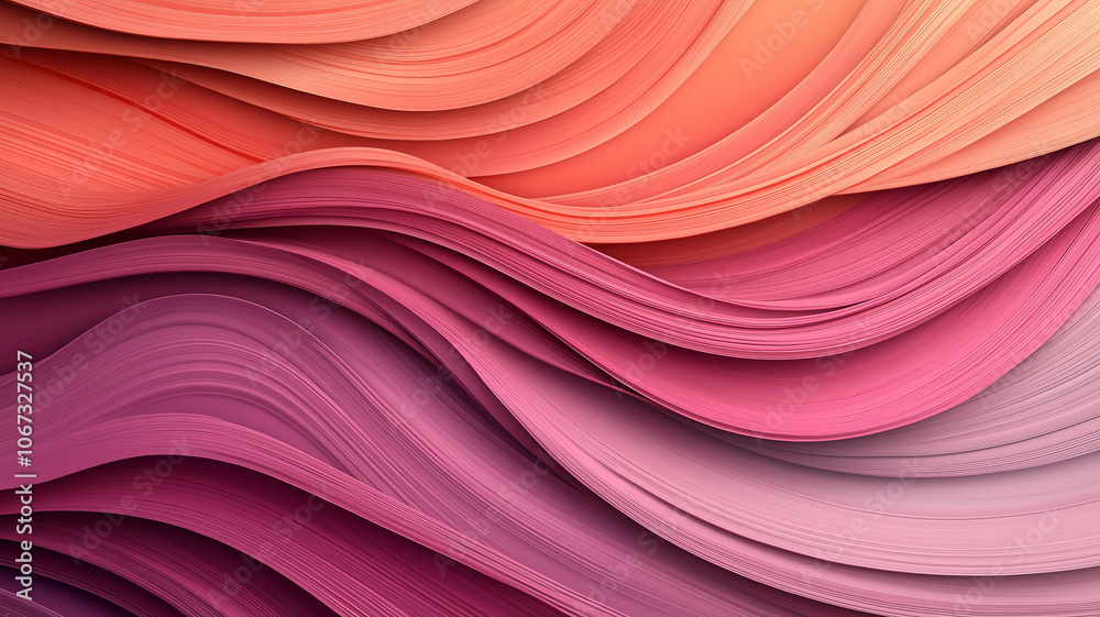 Aufkleber Flowing abstract background with layered pink and orange patterns, creating sense of movement and depth. vibrant colors and smooth curves evoke dynamic and artistic feel