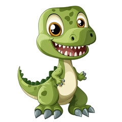 Fototapeta premium Cute Green Dinosaur Cartoon Illustration