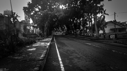 Street view in Curup, Bengkulu, Indonesia in Black and white