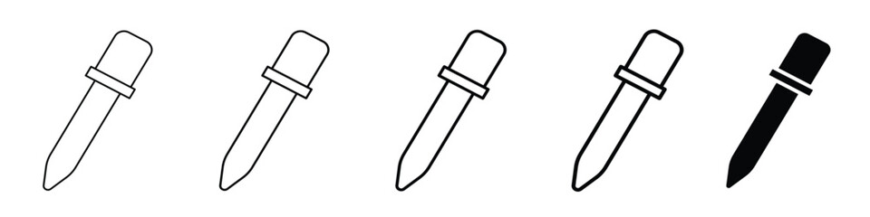 Set 5 dropper icons 1 unexpanded vector 1 silhouette, Creative icon of a dropper, pipette, and medicine dropper vector design