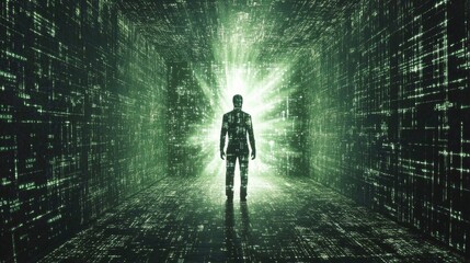 matrix code programming green person simulation 