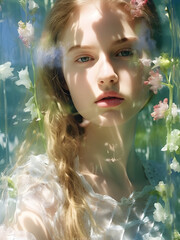 portrait of a woman with flowers