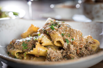 Pasta Bolognese close up