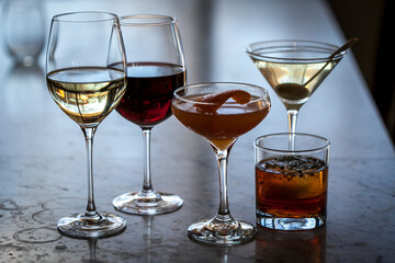 Elegant display of drinks