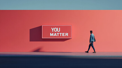 Sign with motivational message You Matter on color background