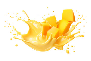 Splash of mango juice isolated on transparent or white background, png