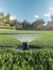 Sprinkler Watering Lawn