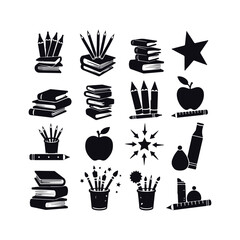 A set of education and learning elements vector illustration