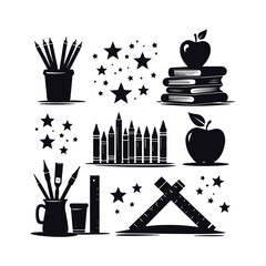 A set of education and learning elements vector illustration