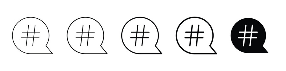 Set 5 hashtag icons 1 unexpanded vector 1 silhouette, Hashtag icon vector, hashtag symbol isolated on a white background, black icon, vector illustration