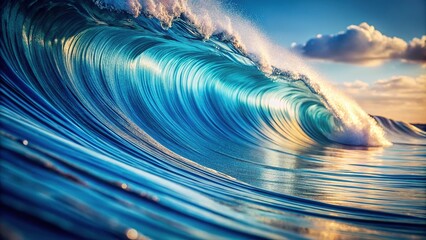 Abstract Blue & White Stripe Wave Lines Vintage Photo