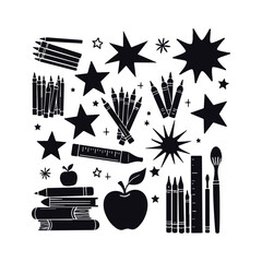 A set of education and learning elements vector illustration