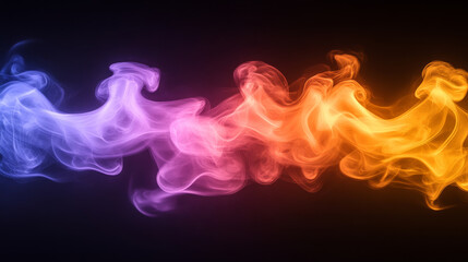 Obraz premium Colorful smoke waves in shades of purple, orange, and pink create mesmerizing abstract background. fluid motion evokes sense of energy and creativity