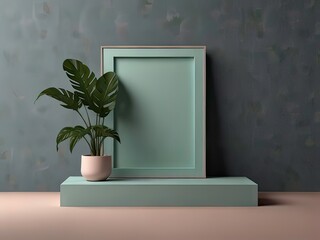 product podium in nature outdoors forest blurred green background. natural product placement, pedestal stand display, spring or summer cosmetics concept