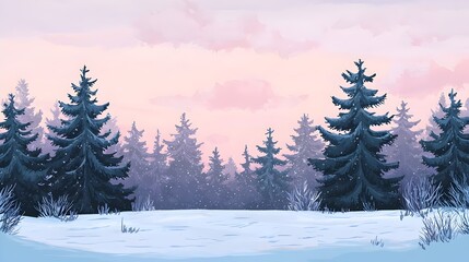 Fototapeta premium Peaceful Winter Snowfall in a Christmas Forest