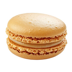Golden cream filled macaroon on display