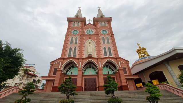 Ho Chi Minh City, Vietnam - June 7, 2020 : Facade View Of Binh Trieu Our Lady Of Fatima Catholic Church. This Church Is A Famous Place In Thu Duc District.