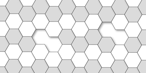 Abstract white background with hexagon and hexagonal background. Luxury white pattern with hexagons. abstract 3d hexagonal background with shadow. 3D futuristic abstract honeycomb mosaic background.
